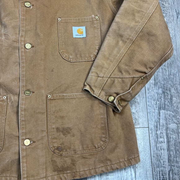 Vintage Tan CARHARTT Blanket Lined Barn Chore JACKET Mens Rugged Brown - Picture 10 of 11